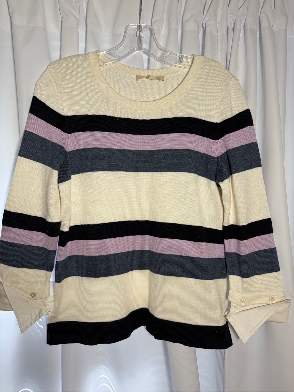 ETCETERA Cream Striped Sweater size S